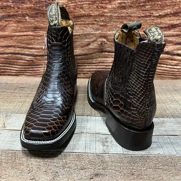Men's Wéstern Vaquero Half boot PYTHON Print Leather Botin punta …